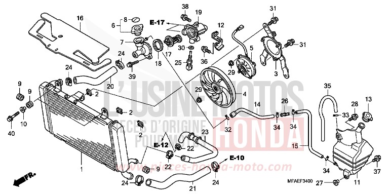 RADIATEUR de CBF1000 ABS PEARL COOL WHITE (NHA16) de 2010